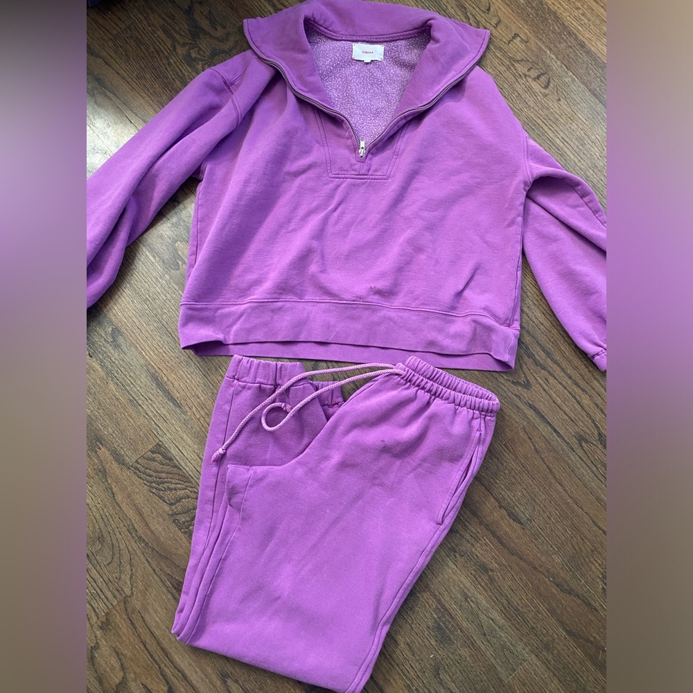 Xirena purple Quarter-Zip Sweatshirt and Joggers Set